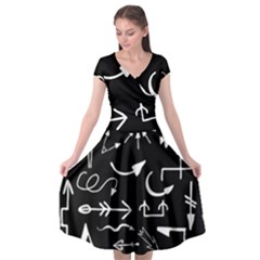 Arrows Vector Lines Strokes White Cap Sleeve Wrap Front Dress by Wegoenart