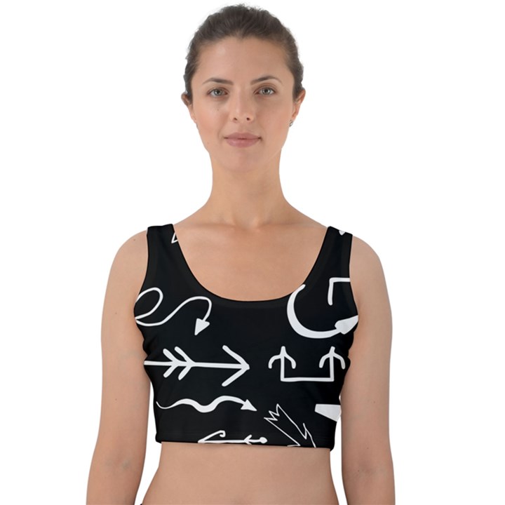 Arrows Vector Lines Strokes White Velvet Crop Top