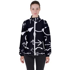 Arrows Vector Lines Strokes White High Neck Windbreaker (women) by Wegoenart