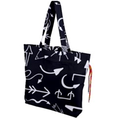 Arrows Vector Lines Strokes White Drawstring Tote Bag by Wegoenart