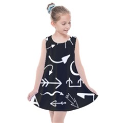 Arrows Vector Lines Strokes White Kids  Summer Dress by Wegoenart