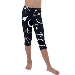 Arrows Vector Lines Strokes White Kids  Lightweight Velour Capri Leggings 