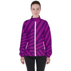 Pattern Lines Stripes Texture High Neck Windbreaker (women)