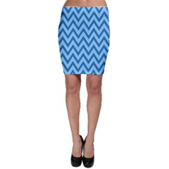 Blue Chevron Background Abstract Pattern Bodycon Skirt by Wegoenart