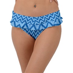 Blue Chevron Background Abstract Pattern Frill Bikini Bottom