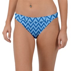 Blue Chevron Background Abstract Pattern Band Bikini Bottom