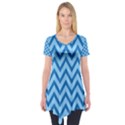 Blue Chevron Background Abstract Pattern Short Sleeve Tunic  View1