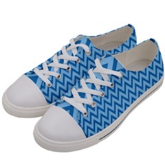 Blue Chevron Background Abstract Pattern Women s Low Top Canvas Sneakers by Wegoenart