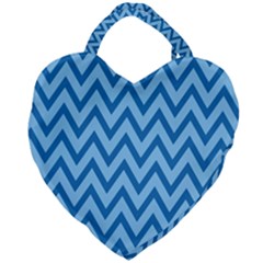 Blue Chevron Background Abstract Pattern Giant Heart Shaped Tote by Wegoenart