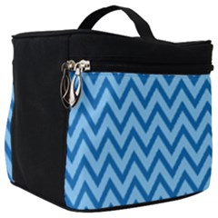 Blue Chevron Background Abstract Pattern Make Up Travel Bag (big)