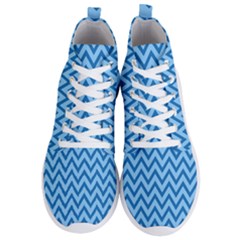 Blue Chevron Background Abstract Pattern Men s Lightweight High Top Sneakers by Wegoenart