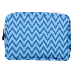 Blue Chevron Background Abstract Pattern Make Up Pouch (medium)