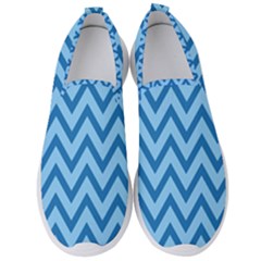 Blue Chevron Background Abstract Pattern Men s Slip On Sneakers