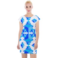 Blue Background Cubes Abstract Wallpapers Cap Sleeve Bodycon Dress