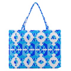 Blue Background Cubes Abstract Wallpapers Zipper Medium Tote Bag