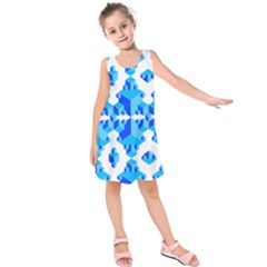 Blue Background Cubes Abstract Wallpapers Kids  Sleeveless Dress by Wegoenart