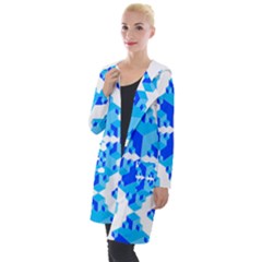 Blue Background Cubes Abstract Wallpapers Hooded Pocket Cardigan