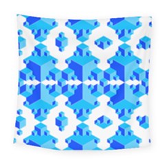 Blue Background Cubes Abstract Wallpapers Square Tapestry (large) by Wegoenart