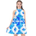 Blue Background Cubes Abstract Wallpapers Halter Neckline Chiffon Dress  View1