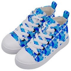 Blue Background Cubes Abstract Wallpapers Kids  Mid-top Canvas Sneakers by Wegoenart