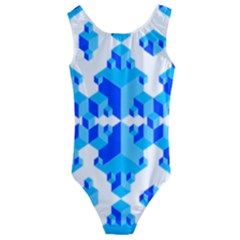 Blue Background Cubes Abstract Wallpapers Kids  Cut-out Back One Piece Swimsuit