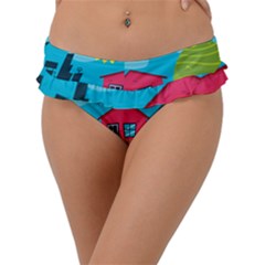 Kawaii Caricature Sun Nature City Frill Bikini Bottom