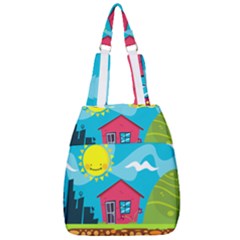 Kawaii Caricature Sun Nature City Center Zip Backpack