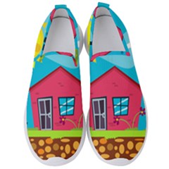 Kawaii Caricature Sun Nature City Men s Slip On Sneakers