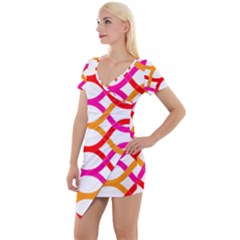 Art Background Abstract Short Sleeve Asymmetric Mini Dress by Wegoenart