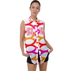 Art Background Abstract Sleeveless Chiffon Button Shirt