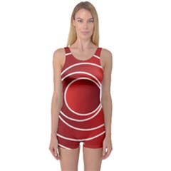 Background Circles Red One Piece Boyleg Swimsuit by Wegoenart