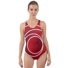 Background Circles Red Cut-out Back One Piece Swimsuit by Wegoenart