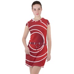 Background Circles Red Drawstring Hooded Dress