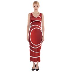 Background Circles Red Fitted Maxi Dress by Wegoenart