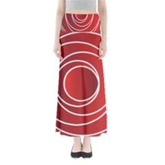 Background Circles Red Full Length Maxi Skirt by Wegoenart