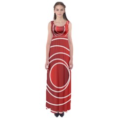 Background Circles Red Empire Waist Maxi Dress by Wegoenart