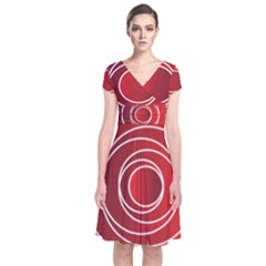 Background Circles Red Short Sleeve Front Wrap Dress by Wegoenart