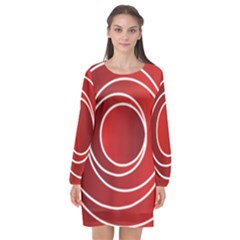 Background Circles Red Long Sleeve Chiffon Shift Dress  by Wegoenart