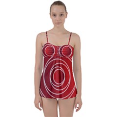 Background Circles Red Babydoll Tankini Set by Wegoenart