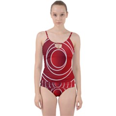 Background Circles Red Cut Out Top Tankini Set by Wegoenart