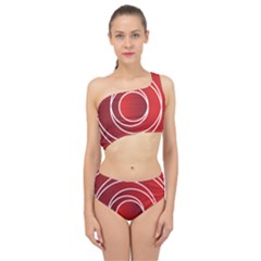 Background Circles Red Spliced Up Two Piece Swimsuit by Wegoenart