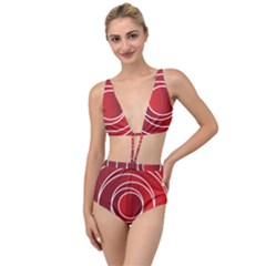 Background Circles Red Tied Up Two Piece Swimsuit by Wegoenart