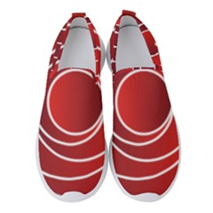 Background Circles Red Women s Slip On Sneakers