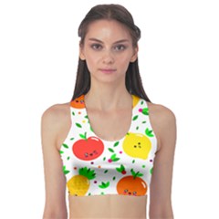 Pattern Fruit Fruits Orange Green Sports Bra by Wegoenart