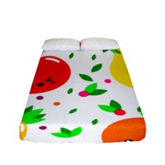 Pattern Fruit Fruits Orange Green Fitted Sheet (full/ Double Size) by Wegoenart