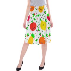 Pattern Fruit Fruits Orange Green Midi Beach Skirt by Wegoenart