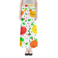 Pattern Fruit Fruits Orange Green Full Length Maxi Skirt by Wegoenart