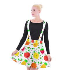 Pattern Fruit Fruits Orange Green Suspender Skater Skirt by Wegoenart