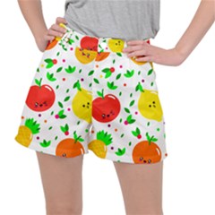 Pattern Fruit Fruits Orange Green Stretch Ripstop Shorts