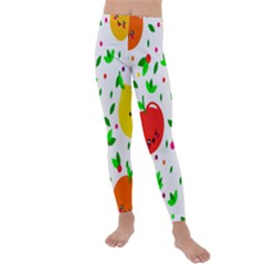 Pattern Fruit Fruits Orange Green Kids  Lightweight Velour Leggings